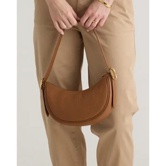 Quince Italian Leather Crescent Shoulder Bag Mink Gray NWT - Picture 6 of 6